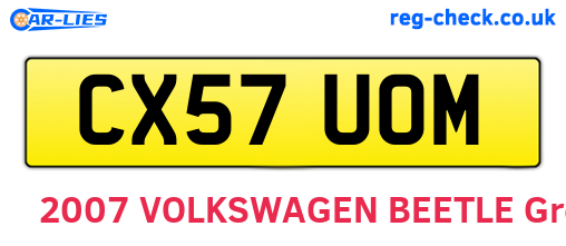 CX57UOM are the vehicle registration plates.