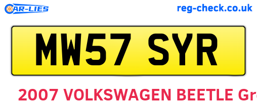 MW57SYR are the vehicle registration plates.