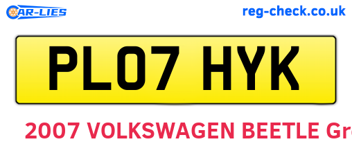 PL07HYK are the vehicle registration plates.