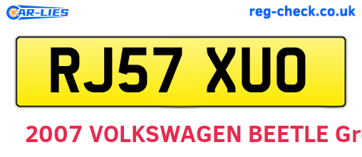 RJ57XUO are the vehicle registration plates.