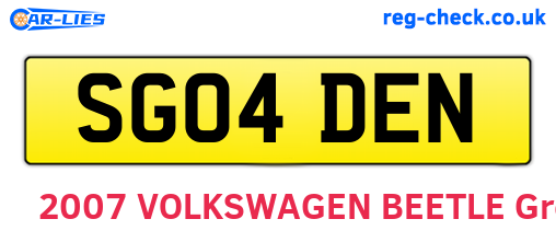 SG04DEN are the vehicle registration plates.