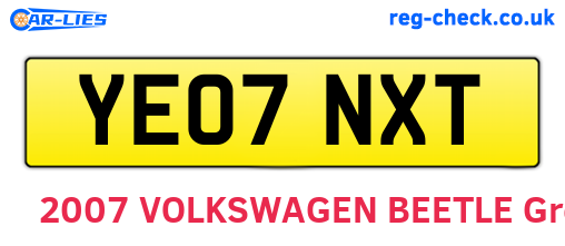 YE07NXT are the vehicle registration plates.