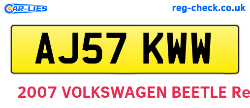 AJ57KWW are the vehicle registration plates.