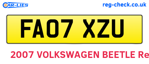 FA07XZU are the vehicle registration plates.