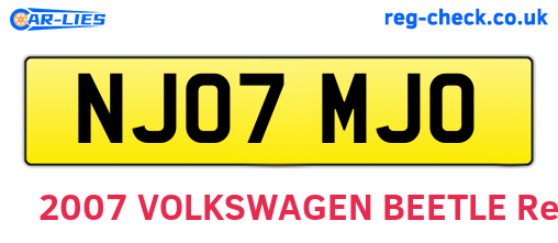 NJ07MJO are the vehicle registration plates.