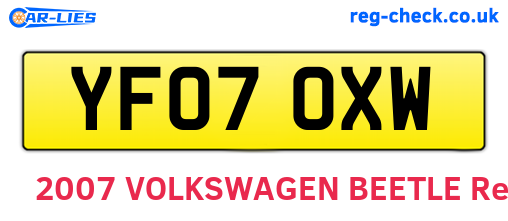 YF07OXW are the vehicle registration plates.