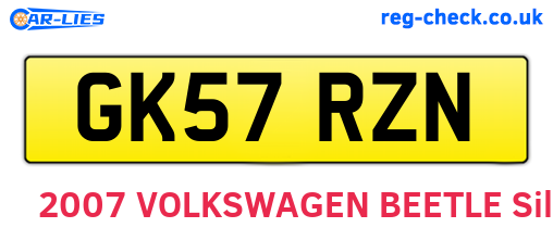 GK57RZN are the vehicle registration plates.