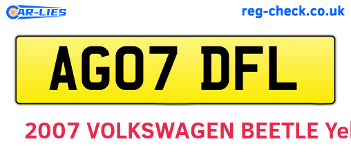 AG07DFL are the vehicle registration plates.
