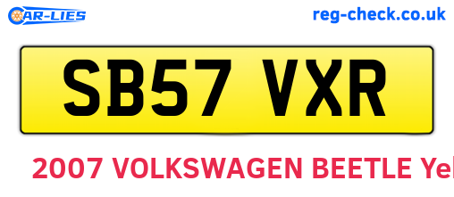 SB57VXR are the vehicle registration plates.