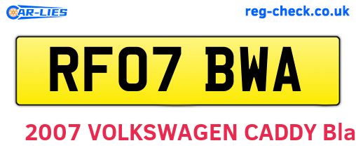 RF07BWA are the vehicle registration plates.