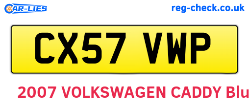 CX57VWP are the vehicle registration plates.