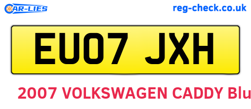 EU07JXH are the vehicle registration plates.