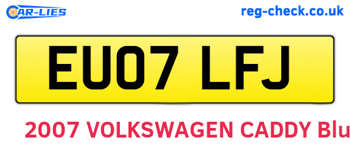 EU07LFJ are the vehicle registration plates.