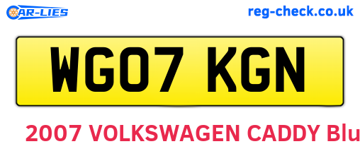 WG07KGN are the vehicle registration plates.