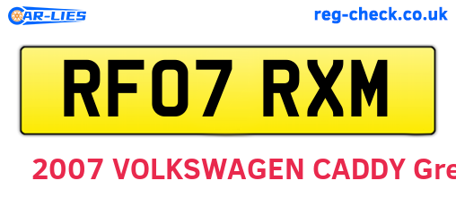 RF07RXM are the vehicle registration plates.