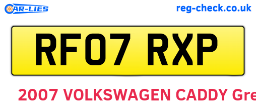 RF07RXP are the vehicle registration plates.