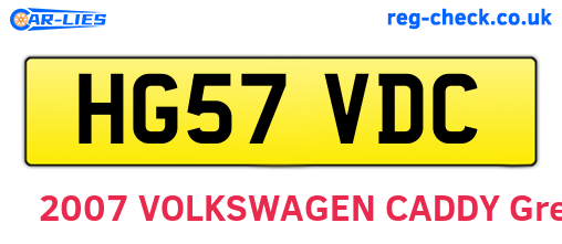 HG57VDC are the vehicle registration plates.
