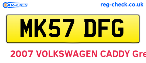 MK57DFG are the vehicle registration plates.