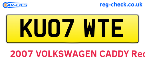 KU07WTE are the vehicle registration plates.