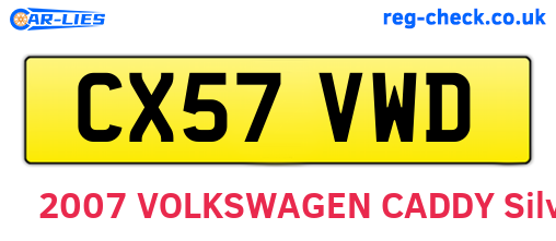 CX57VWD are the vehicle registration plates.