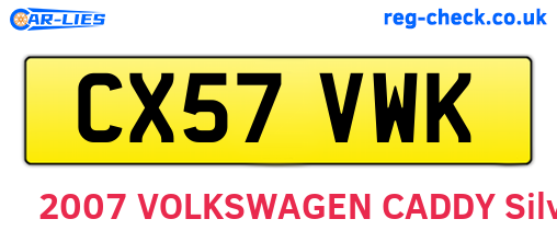 CX57VWK are the vehicle registration plates.