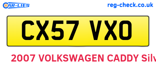 CX57VXO are the vehicle registration plates.