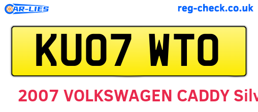 KU07WTO are the vehicle registration plates.