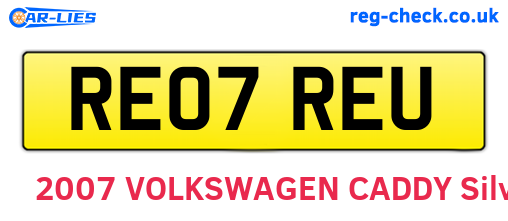 RE07REU are the vehicle registration plates.