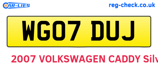 WG07DUJ are the vehicle registration plates.
