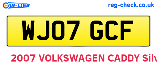 WJ07GCF are the vehicle registration plates.