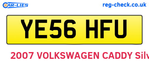 YE56HFU are the vehicle registration plates.