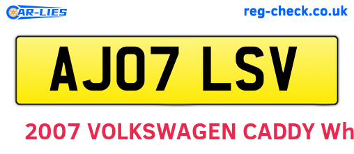 AJ07LSV are the vehicle registration plates.