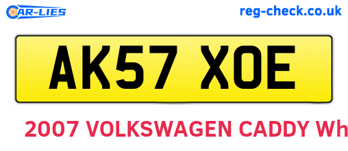 AK57XOE are the vehicle registration plates.
