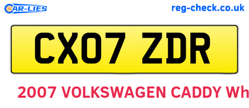 CX07ZDR are the vehicle registration plates.