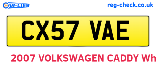 CX57VAE are the vehicle registration plates.