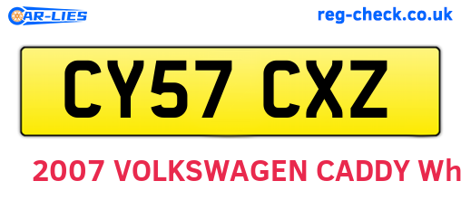 CY57CXZ are the vehicle registration plates.