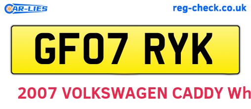 GF07RYK are the vehicle registration plates.