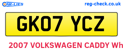 GK07YCZ are the vehicle registration plates.