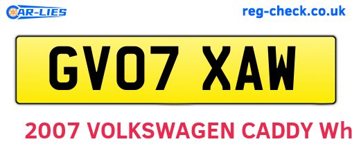 GV07XAW are the vehicle registration plates.