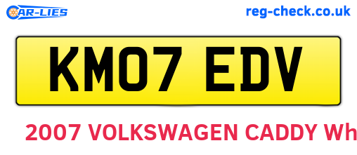 KM07EDV are the vehicle registration plates.