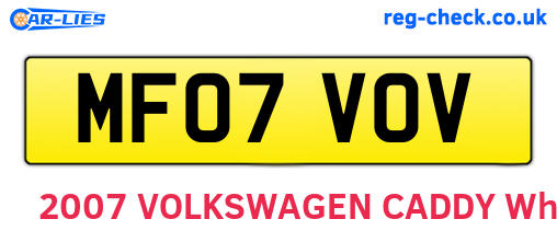 MF07VOV are the vehicle registration plates.