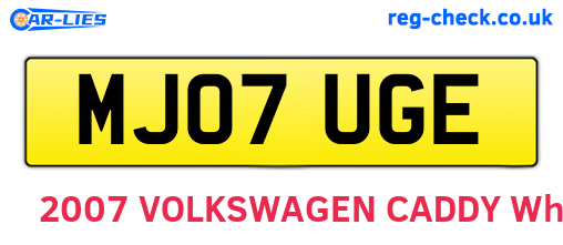 MJ07UGE are the vehicle registration plates.