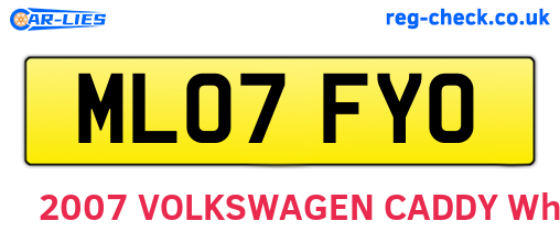 ML07FYO are the vehicle registration plates.