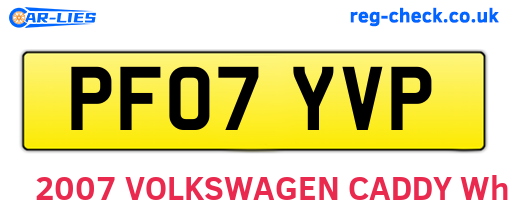 PF07YVP are the vehicle registration plates.