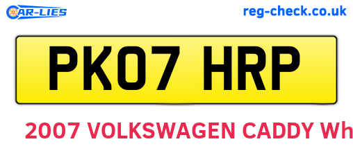 PK07HRP are the vehicle registration plates.