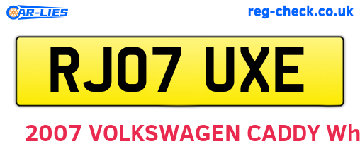 RJ07UXE are the vehicle registration plates.
