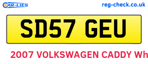 SD57GEU are the vehicle registration plates.