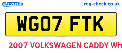 WG07FTK are the vehicle registration plates.