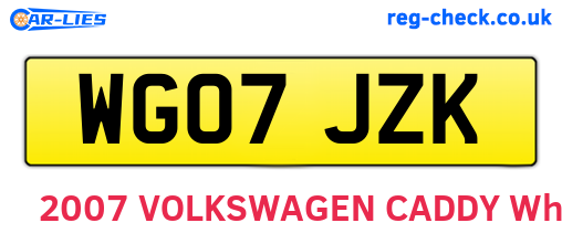 WG07JZK are the vehicle registration plates.