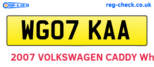WG07KAA are the vehicle registration plates.